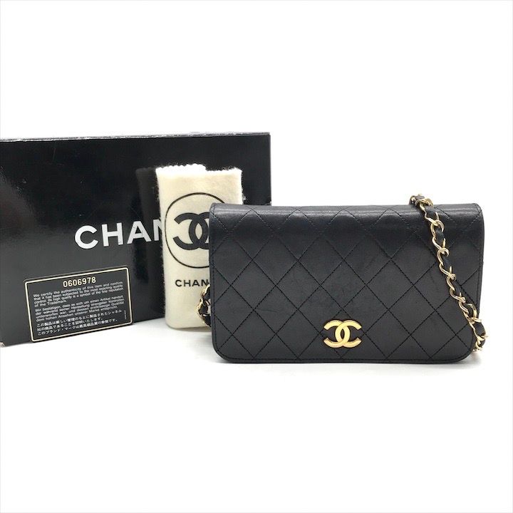 CHANEL シャネル ココマーク ミニ マトラッセ ラムスキン チェーン ショルダー バッグ ブラック レディース プッシュロック k5360