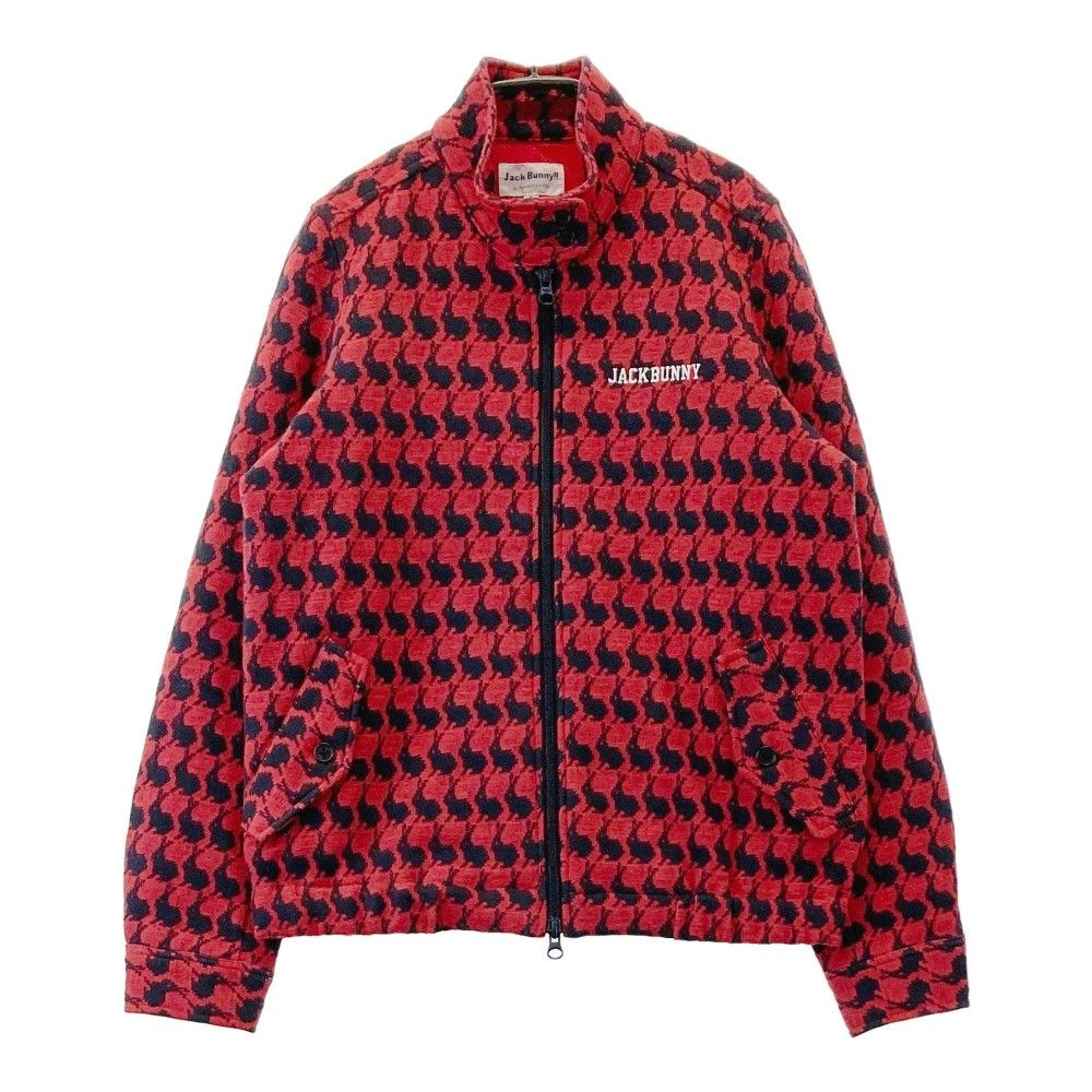サイズ：0 JACK BUNNY ジャックバニー  裏メッシュ ニットジャケット うさぎ 総柄 レッド系 [240101385197] ゴルフウェア レディース ストスト