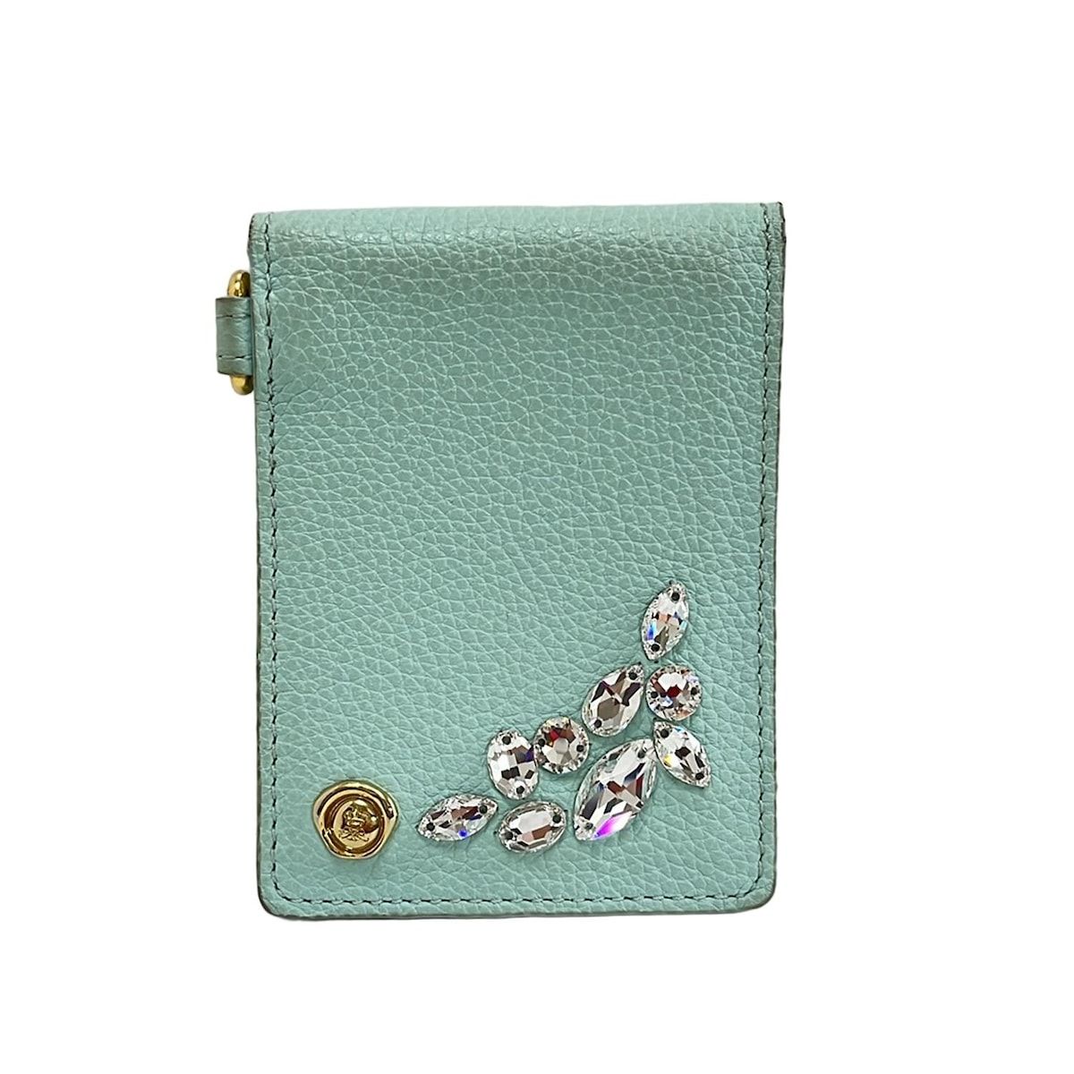 AccessoiresDeMademoiselle ADMJ アクセソワ ドゥ マドモワゼル パスケース - ライトブルー スワロフスキークリスタル レザー
