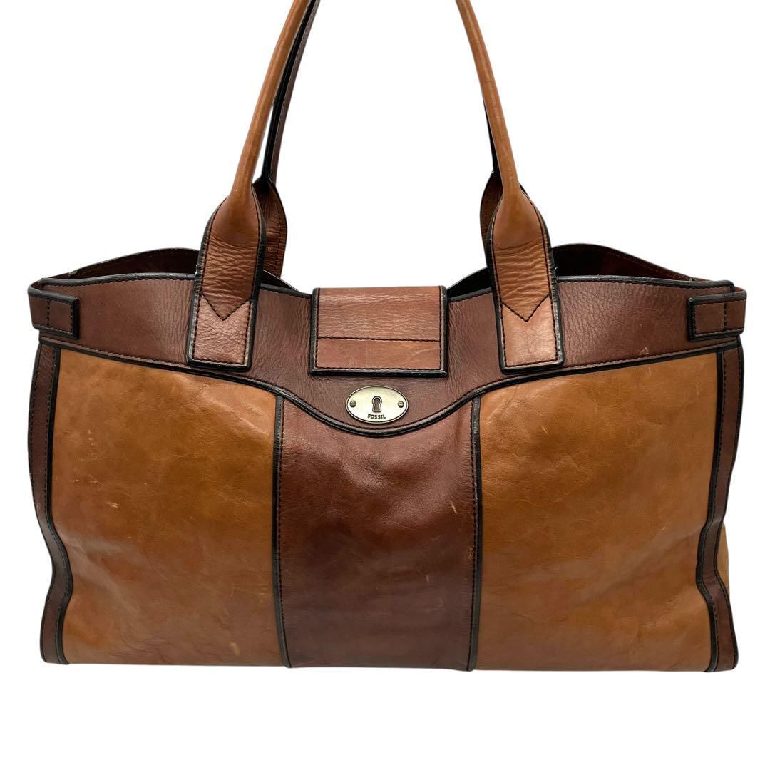 FOSSIL Vintage Lether Totebag Turn Lock - メルカリ