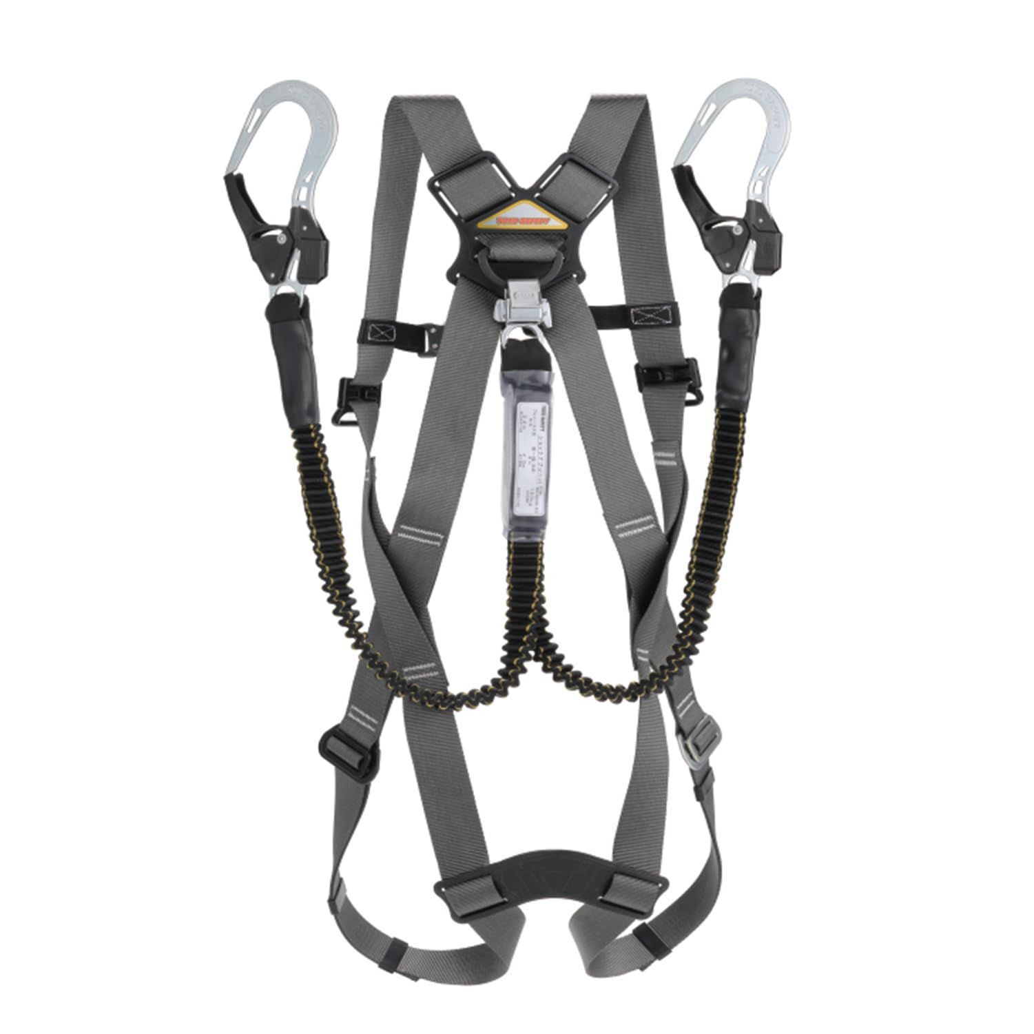 トーヨーセフティー TOYO SAFETY カルハーネス フルハーネス型ランヤードセット 新規格品 伸縮式ダブルランヤード Lサイズ モスグレー No.FGH-16WL-GY