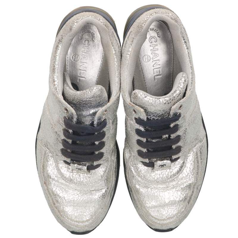 シャネル G31712 クラックレザーココマークローカットスニーカー