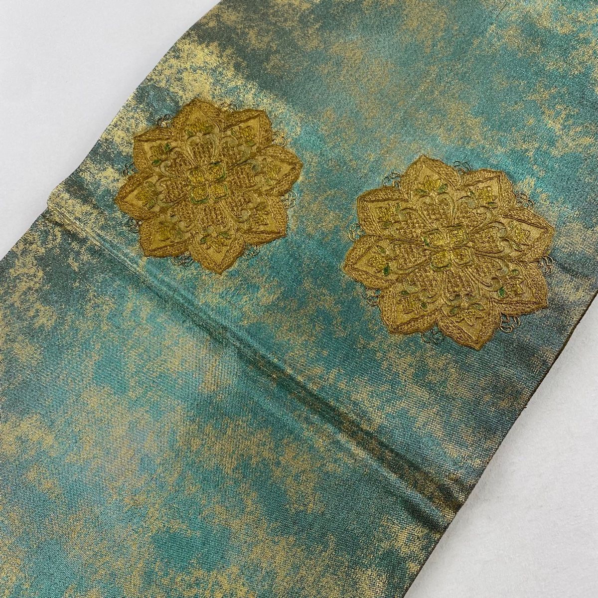 京袋帯 草花唐織 金彩 籠目 カジュアル帯 正絹 AO-5037 京袋帯 草花唐織 金彩 籠目 カジュアル帯 正絹 AO-5037
