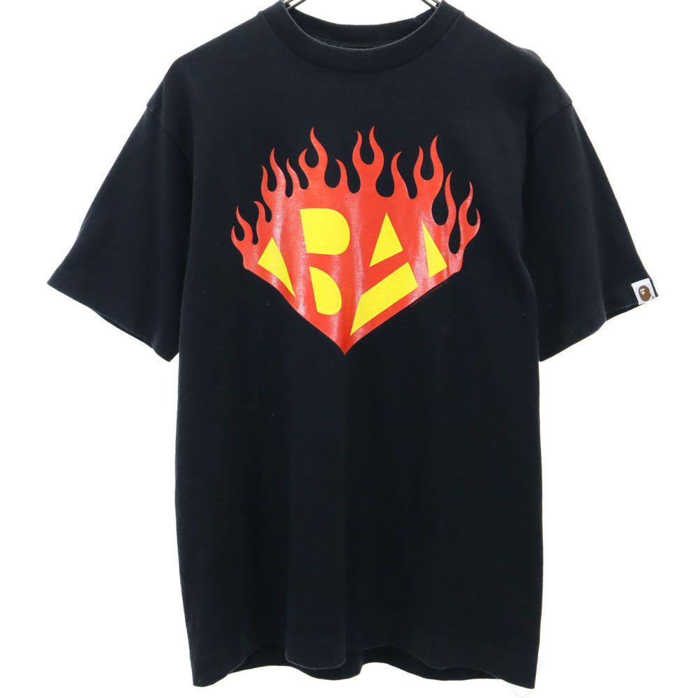 ベイプ 日本製 プリント 半袖 Tシャツ M ブラック BAPE アベイシングエイプ A BATHING APE メンズ 古着 【240510】 メール便可