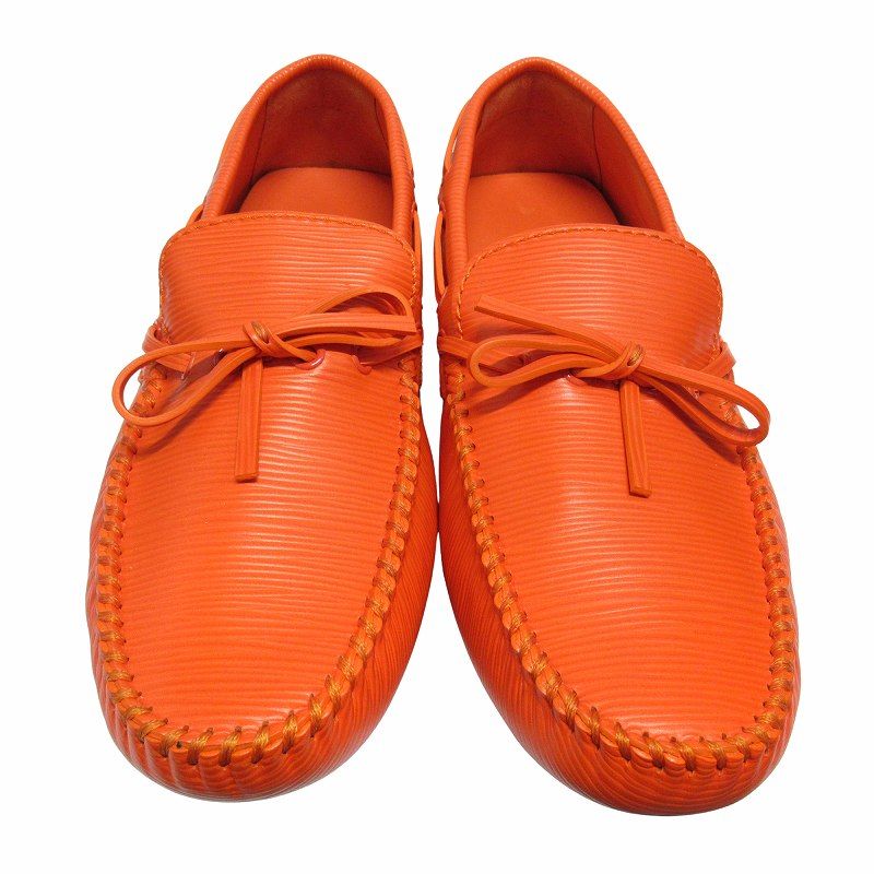 ルイヴィトン LOUIS VUITTON エピ レザー ドライビング シューズ ローファー スリッポン デッキシューズ 革靴 7 （26cm）  オレンジ メンズ ▽３
