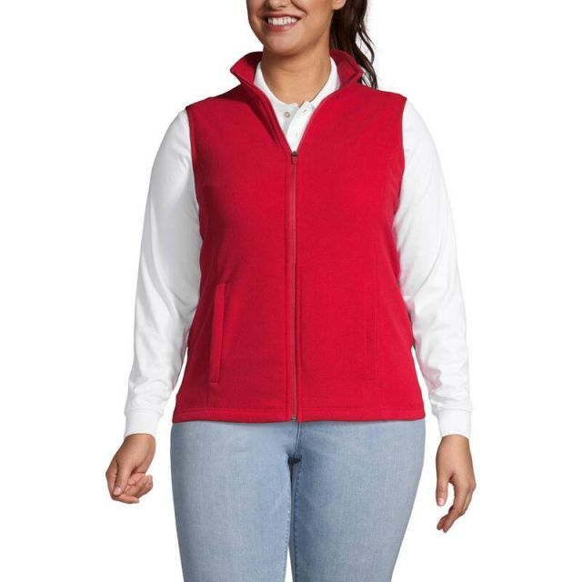 【送料無料】 ランズエンド レディース ジャケット・ブルゾン アウター Plus Sized Lands' End Thermacheck 100 Vest Rich Red