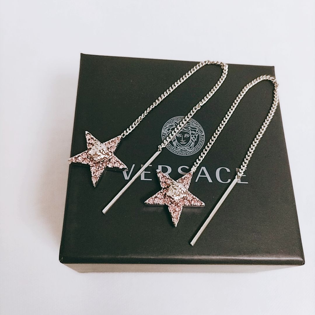 新品未使用】VERSACE クリスタル ギャラクシー チェーン ピアス 新品未使用】VERSACE クリスタル ギャラクシー チェーン ピアス