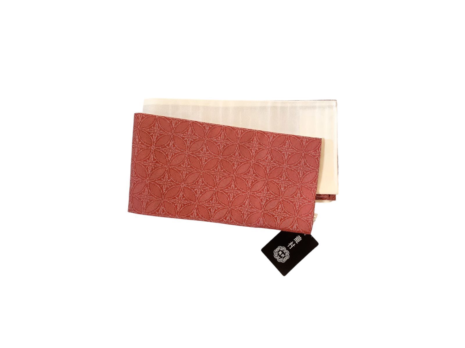 新品　洗える半幅帯　小袋帯　長尺　日本製　七宝　矢絣　ワインレッド　紫 新品 洗える半幅帯 小袋帯 長尺 日本製 七宝 矢絣 ワインレッド