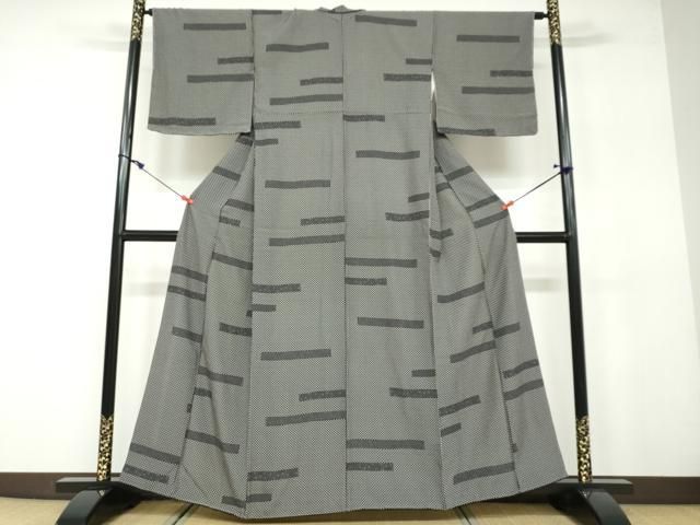 平和屋着物●江戸小紋　横段草花文　黒地　正絹　逸品　DAAV4967ud 平和屋着物○江戸小紋 横段草花文 黒地 正絹 逸品 DAAV4967ud