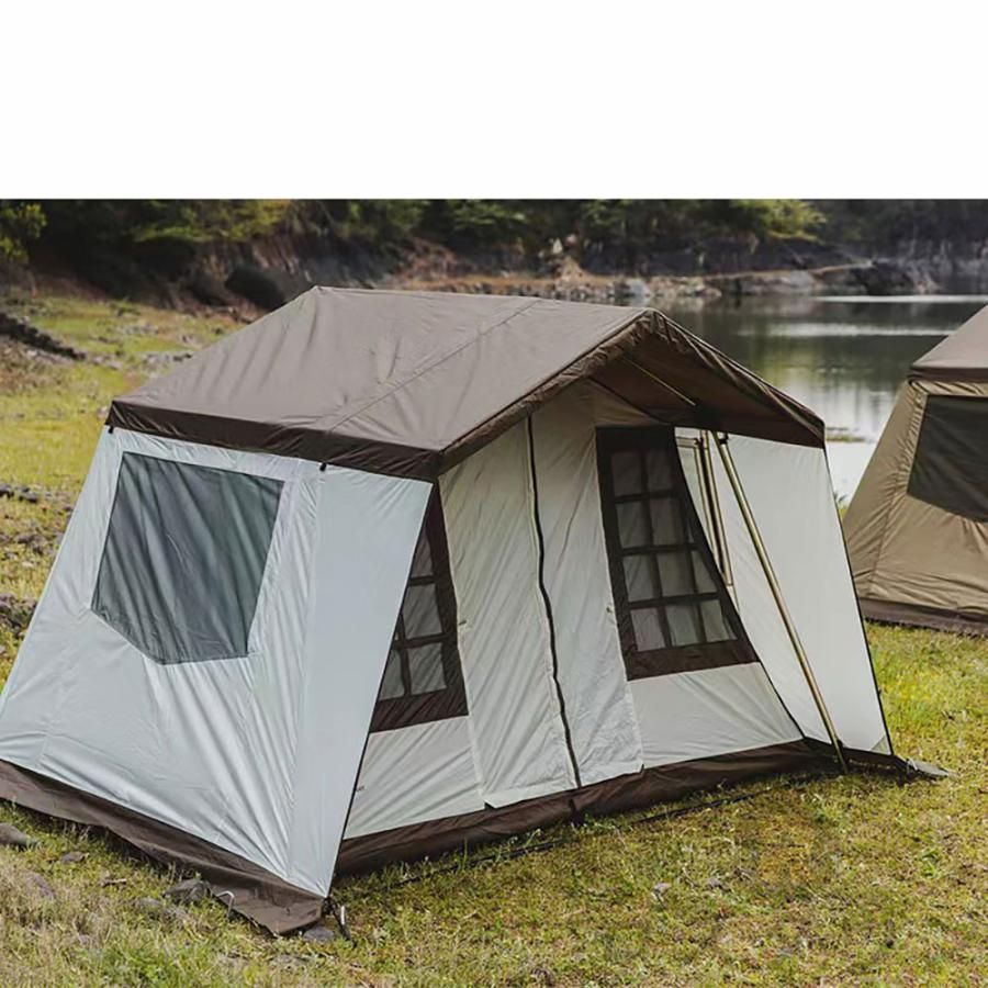 大好評☆ロッジ型テント テント 4-5人用 アウトドア キャンプ テント ファミリーテント 簡単設営 多機能 四季適用 防風防災 ロッジタイプ  アウトドア