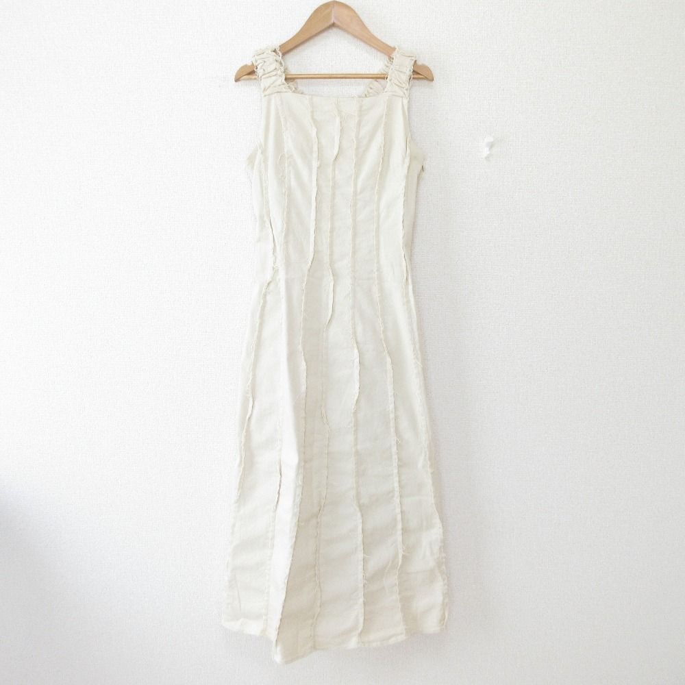 22SS AMERI アメリ CUT OFF SEAM PUCKERING DRESS ノースリーブ ロングワンピース 02210521470 S ベージュ レディース 古着