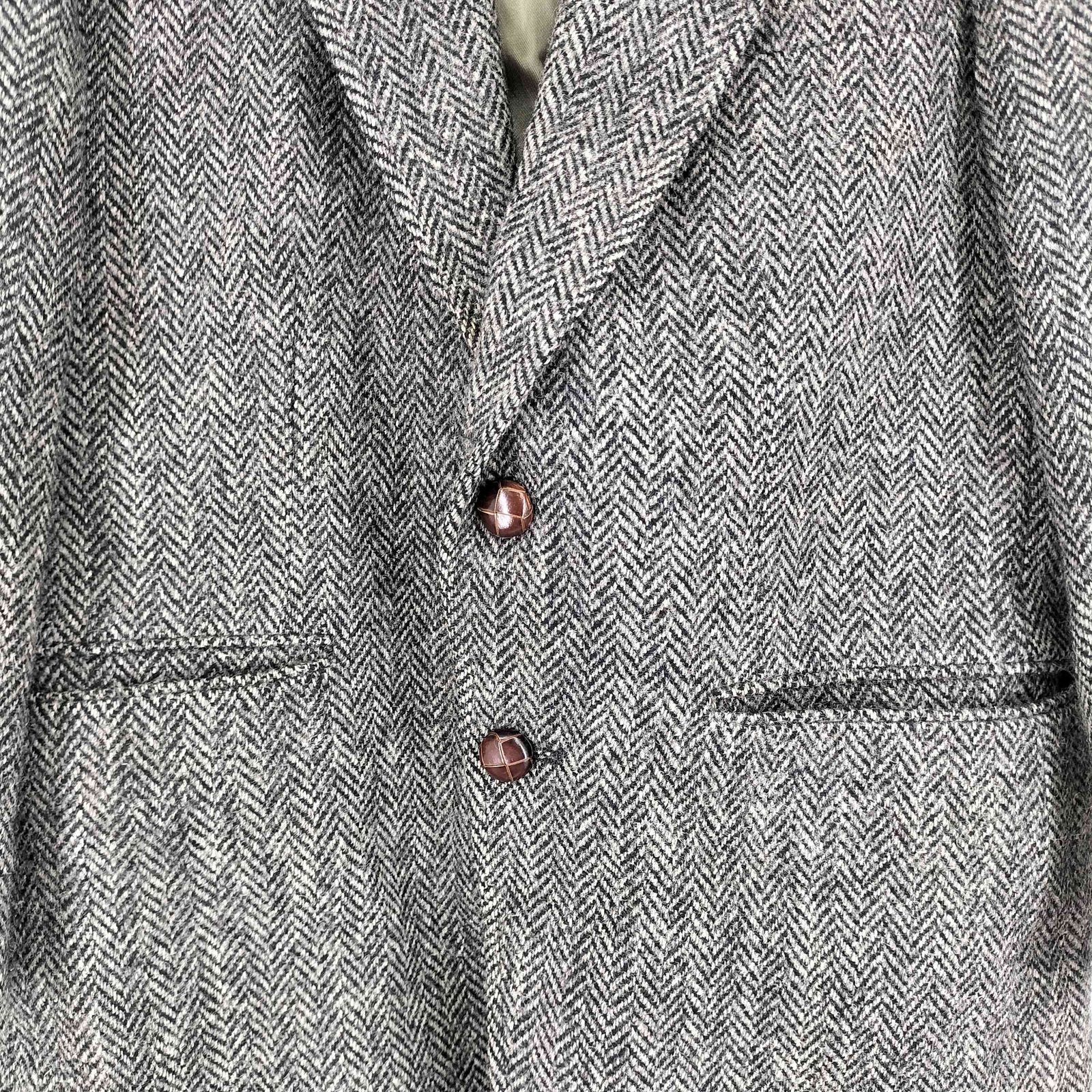 未使用級HarrisTweed ハリスツイードテーラードジャケット ヘリンボーン ハリスツイード テーラードジャケット XL ヘリンボーン 総柄