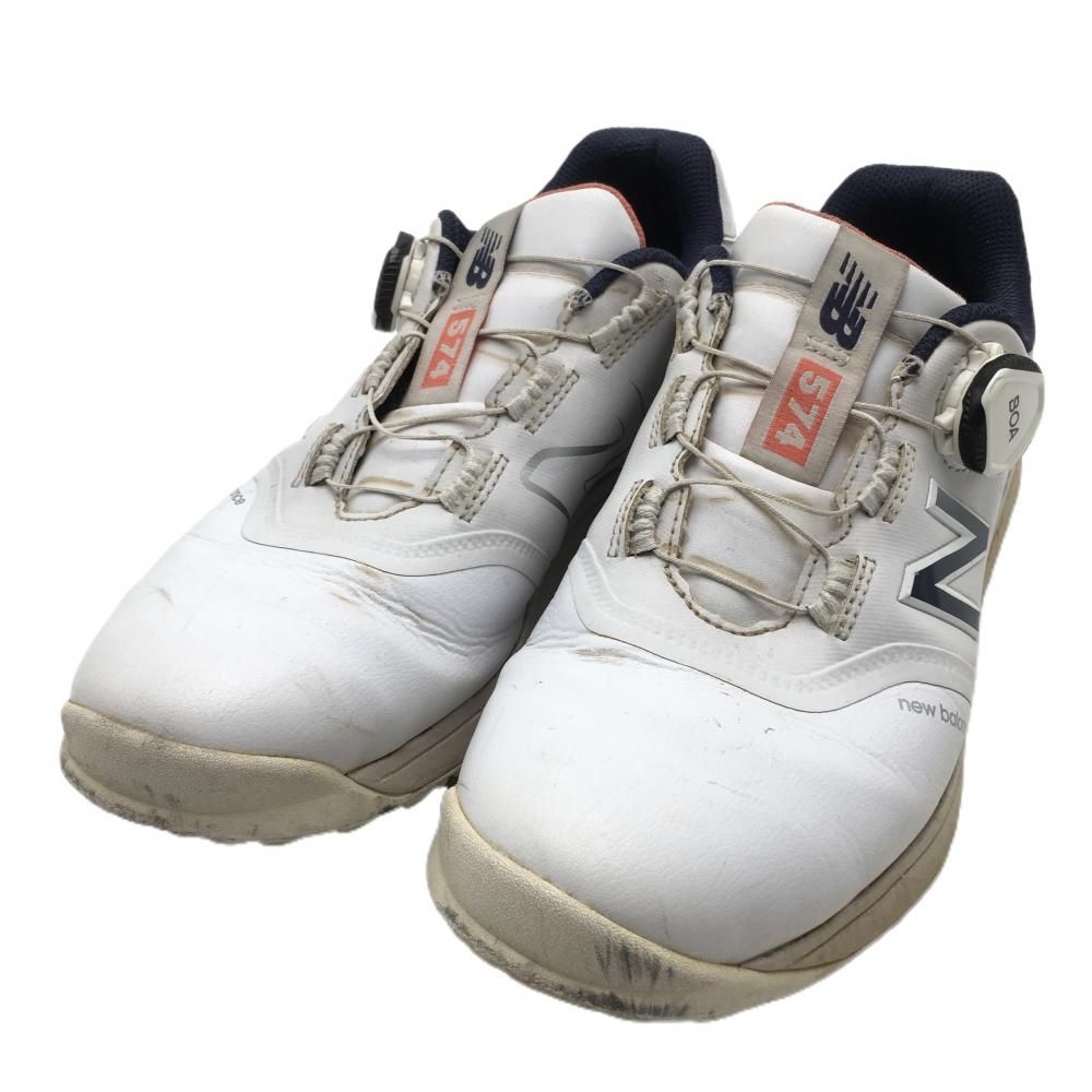 ニューバランスゴルフ ゴルフシューズ 白×ネイビー UGB574W3 ダイヤル式 BOA メンズ 25.5 ゴルフウェア New Balance