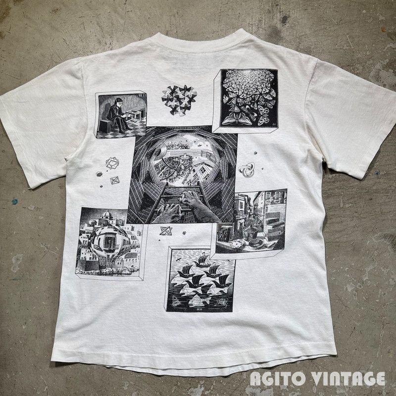 90's ANDAZIA M.C.ESCHER エッシャー 騙し絵 アートTee マルチプリント