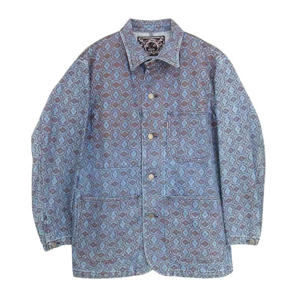 EVISU / ジャケット/38/デニム/家紋総柄ジャケット/カバーオール EVISU エヴィス 家紋 デニム 総柄 カバーオール ジャケット【中古