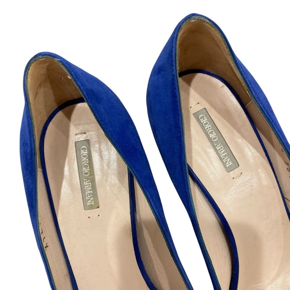 【美品】ジョルジオ アルマーニ スエードレザー ポインテッドトゥ パンプス GIORGIO ARMANI - #美品ジョルジオアルマーニレッドスエード
