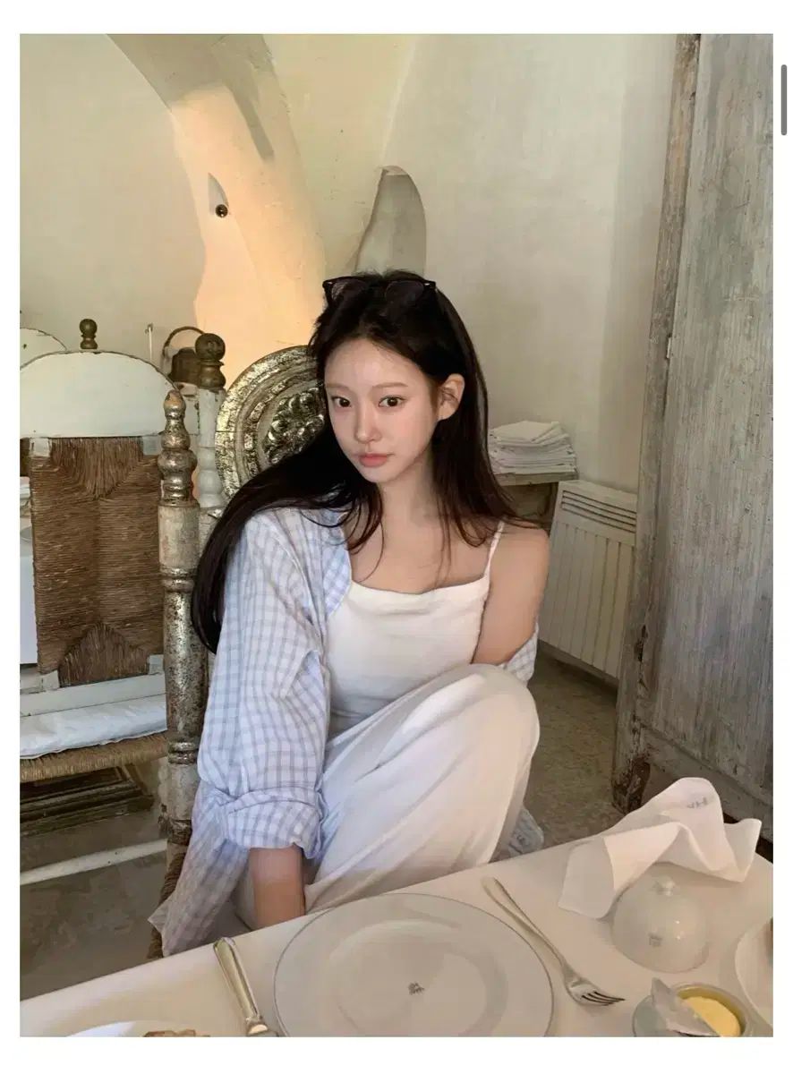 リース leeds summer airy チェック シャツ