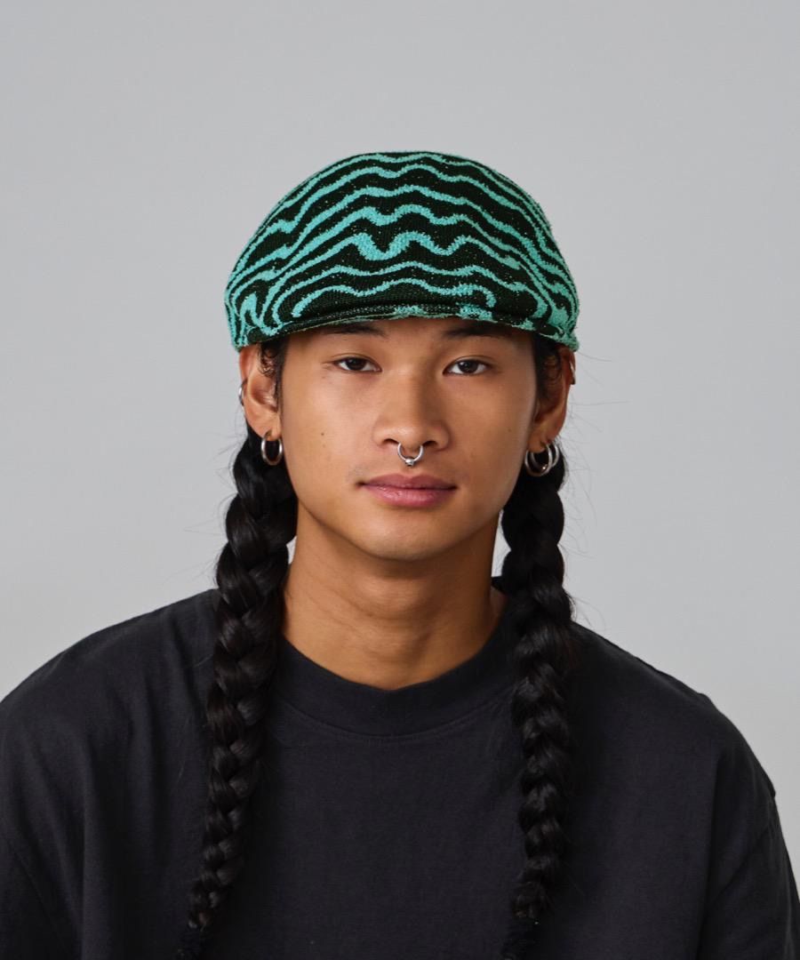 KANGOL 507 ウェーブ柄 特別デザイン Black系 サイズ展開あり