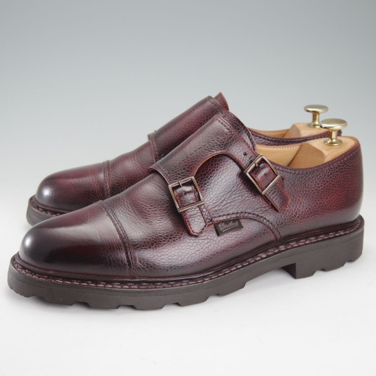 上 パラブーツ SIZE 7.5 定価 96 800- ウィリアム WILLIAM マルシェソール ダブルモンク グレインレザー 赤茶 Paraboot o 006-8