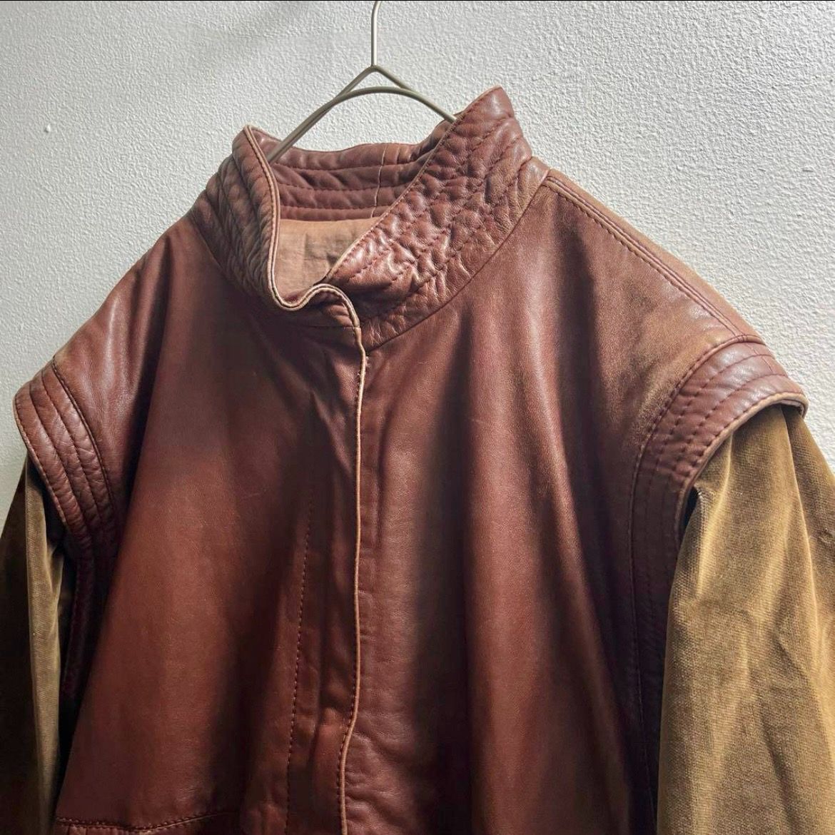 極上90sイタリア製ユーロヴィンテージMARCOSレザーハンティングジャケット イタリア製 ヴィンテージ ヨーロッパ レザージャケット ブルゾン 高級