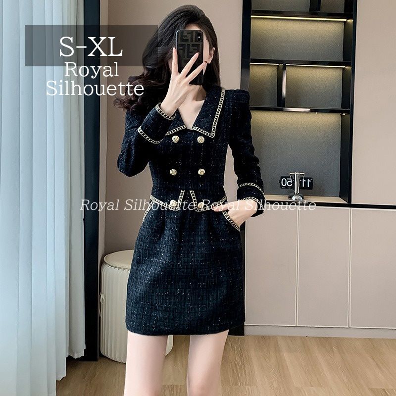 ナイトドレス キャバドレス ブラック 黒 長袖 ツイード