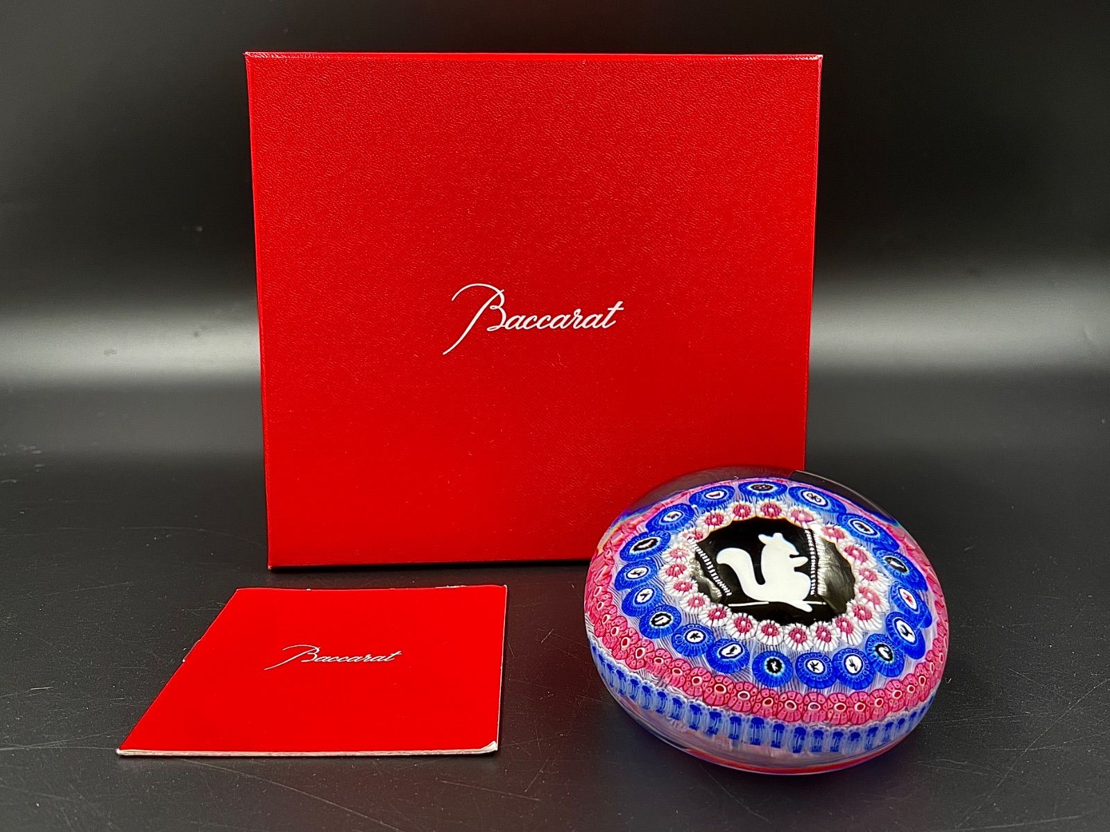 C-12062 Baccarat  オールド・バカラ ペーパーウェイト ミルフィオリ 1971年 ヴィンテージ 右向き リス 数量限定品 シリアルナンバー入り