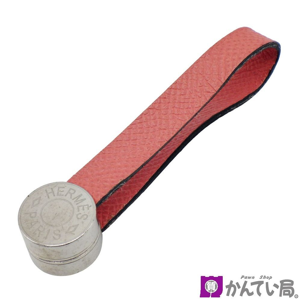 HERMES エルメス MALICE マリス グローブホルダー GLOVE CLIP レザー ピンク シルバー金具 全長約18cm マグネット式 レディース ブランド小物 き 金沢福久店 C24-2056