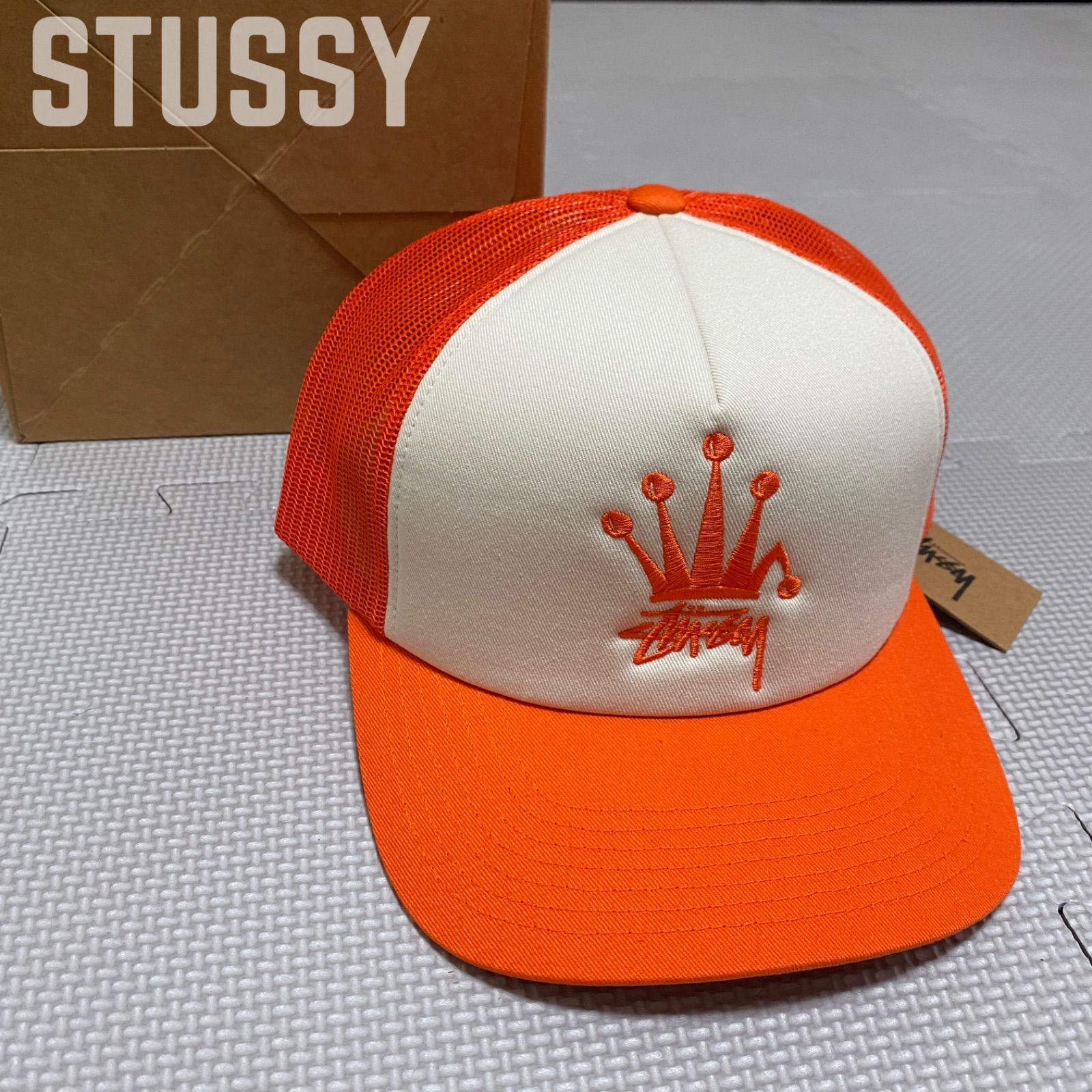 STUSSY ステューシー メッシュ キャップ オレンジ - 帽子