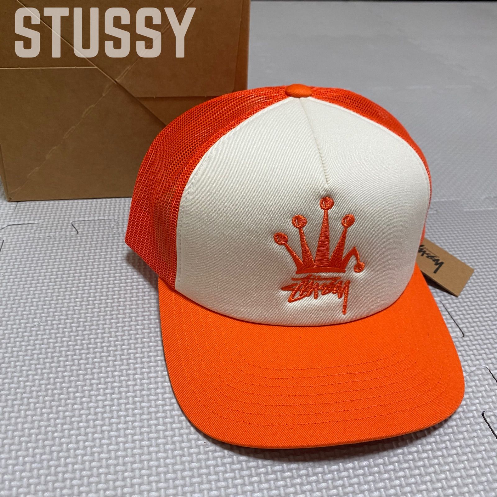 STUSSY ステューシー CROWN クラウン メッシュキャップ オレンジstussy