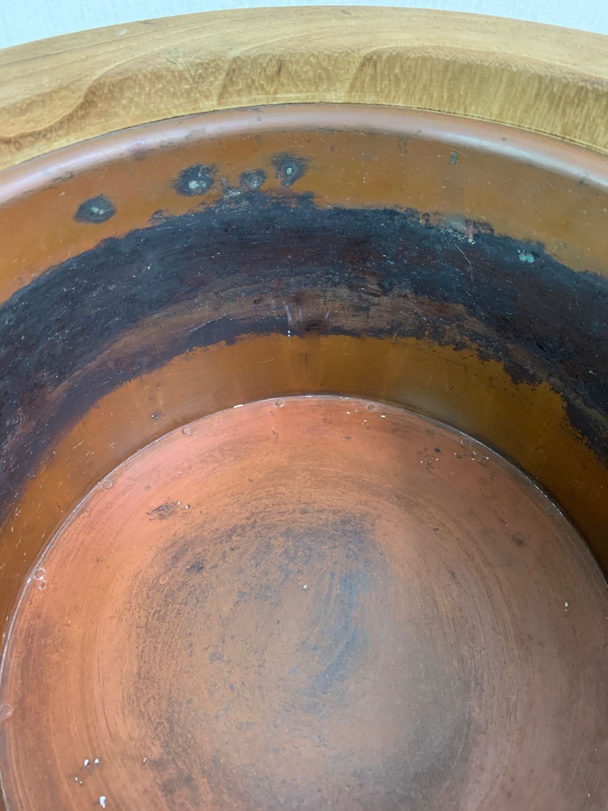 フォロー割対象商品】昭和レトロ 木製 桐丸火鉢 茶道具 古民家 古民具