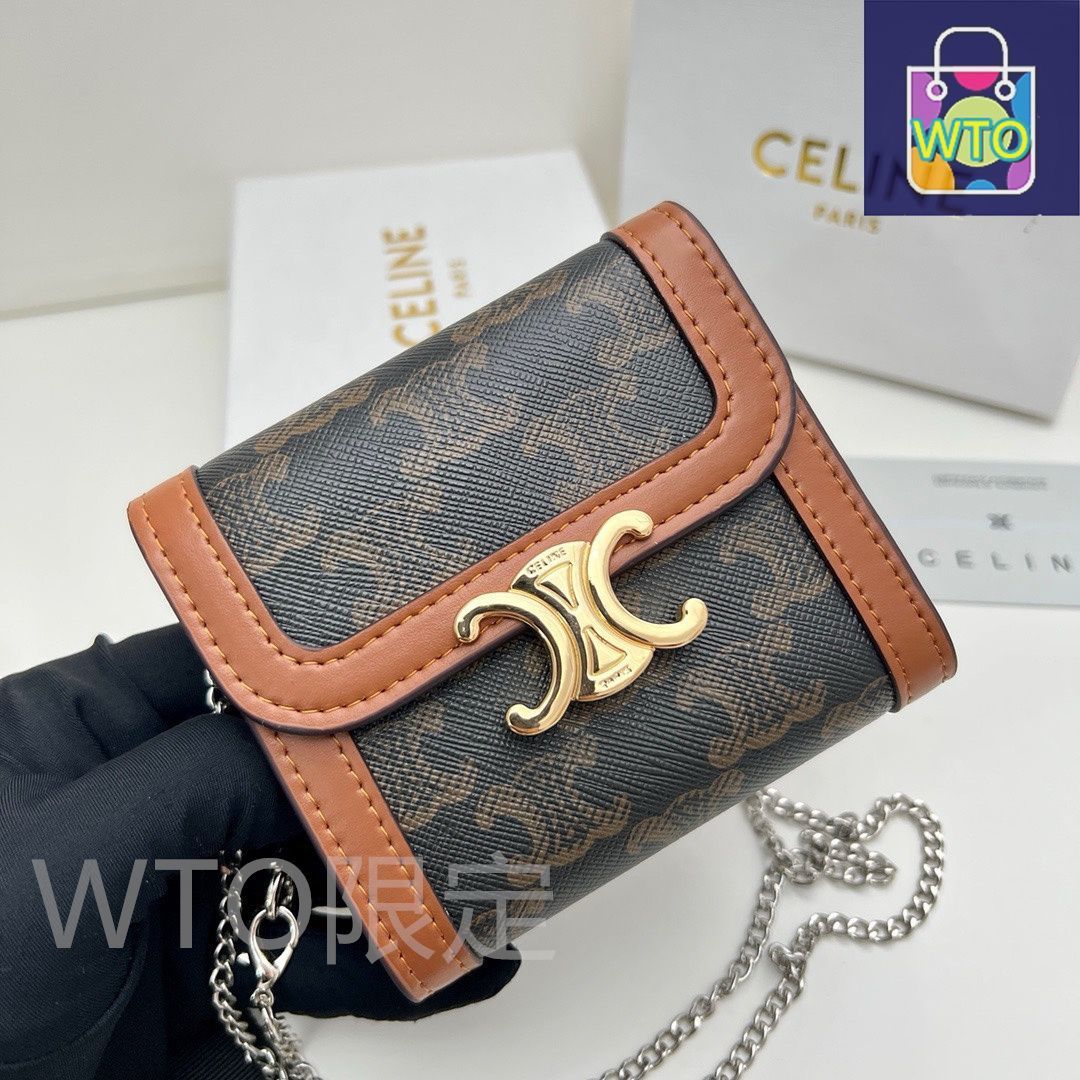 ◆すぐ届く◆【CELINE】トリオンフ チェーンウォレット Newカラーが登場♪【CELINE】トリオンフ チェーンウォレット