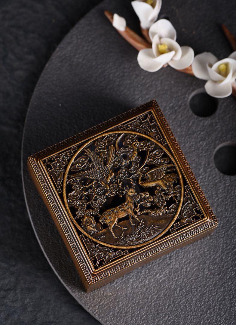 香炉 四方鹿香炉 香篆炉 禅意香道薫香炉 装飾品 工芸品 置物