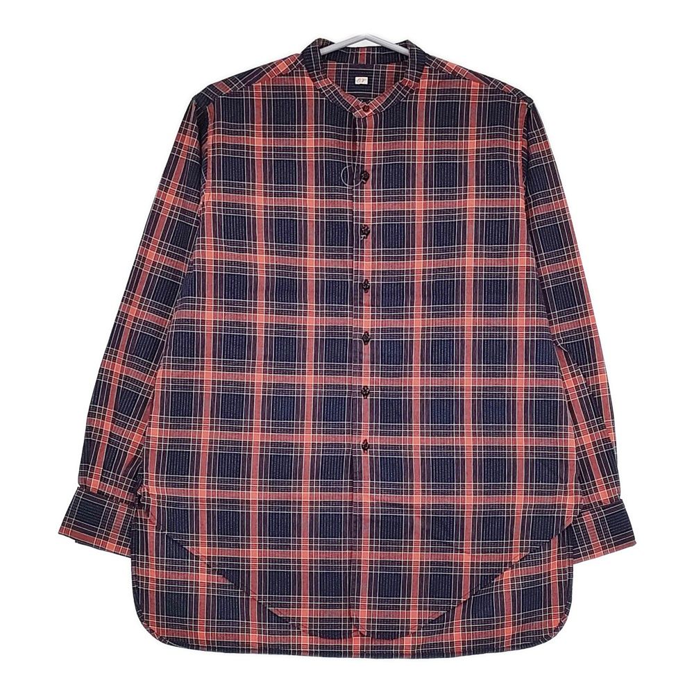 OUTIL CHEMISIER SAPOIS 0 OV-S008 定価38500円 チェック バンド 長袖シャツ レッド ネイビー メンズ ウティ 5-0603M♪