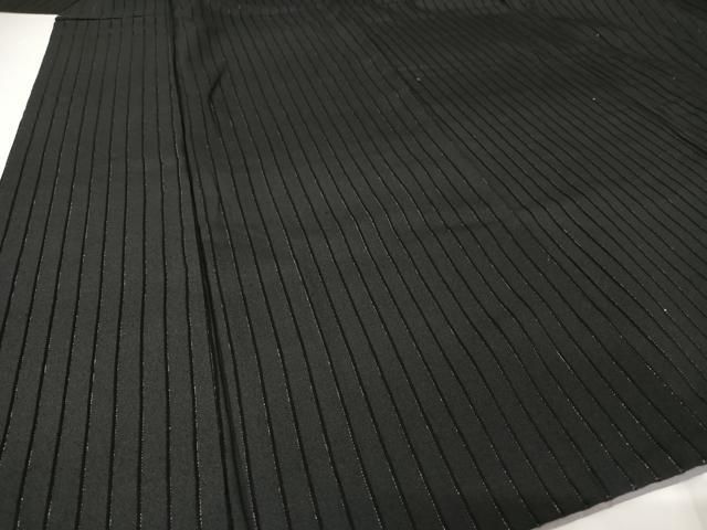 平和屋着物○お召 縞 黒地 正絹 逸品 AABA4491np