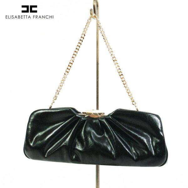 80%OFF エリザベッタフランキ ELISABETTA FRANCHI バッグ EOT1117 ブラック レディース ショルダーバッグ クラッチバッグ 2wayバッグ レザー調