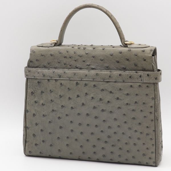 美品 Madier オーストリッチ グレー ゴールド金具 2way ハンド 美品 Madier オーストリッチ グレー ゴールド金具 2way ハンド