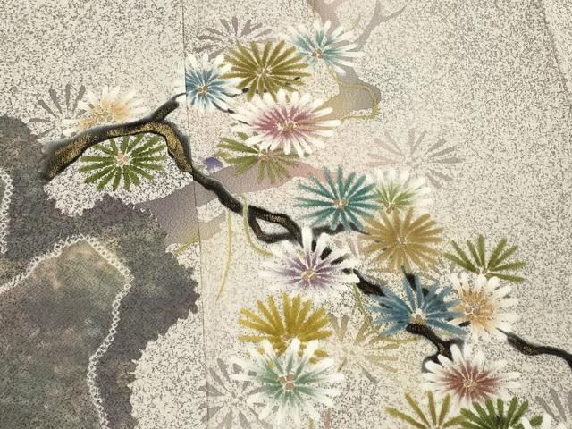 平和屋着物○訪問着 絞り 枝花文 暈し染め 金彩 正絹 逸品