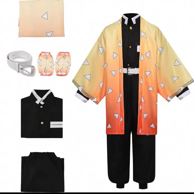 鬼滅風　善逸風羽織り脚当て&胡蝶風羽織り&隊服ダッフィーSサイズ衣装 新作 鬼滅の刃 コスプレ 衣装 大人サイズ 5種セット 竈門炭治郎・禰