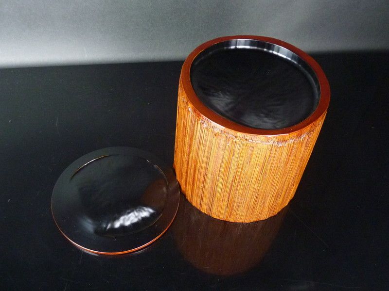 特別セーフ 清宮】国吉瑞泉 造「竹水指」共箱 棗 約15.5cm 幅 約15cm 高さ 木工、竹工芸
