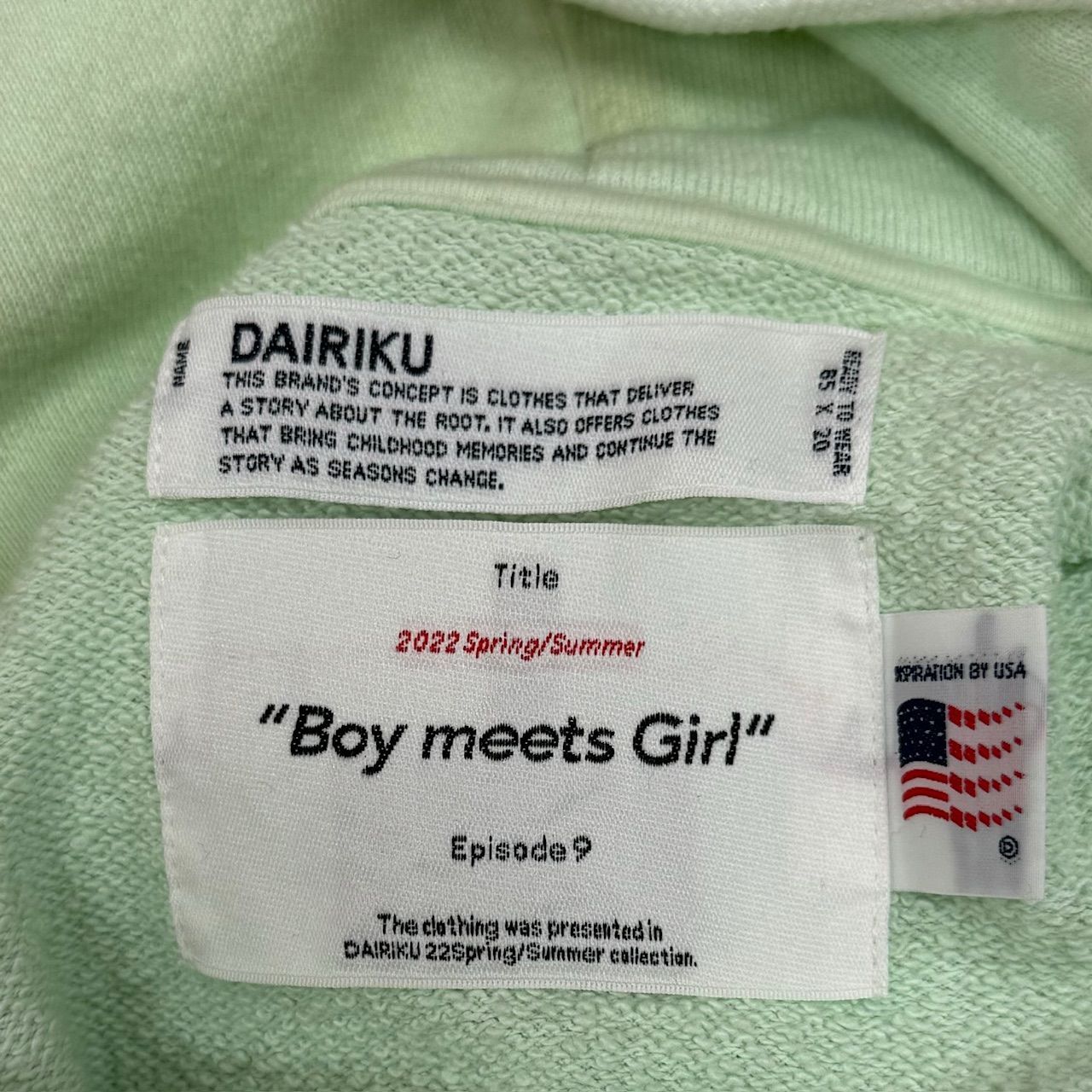 定価42900円 DAIRIKU 22SS Boy meets Girl Damage Zip Up Hoodie ボーイミーツガール ジップアップ  フーデッド フーディー ダメージ パーカー ダイリク 22SS C-1 ミントグリーン M 67520A6