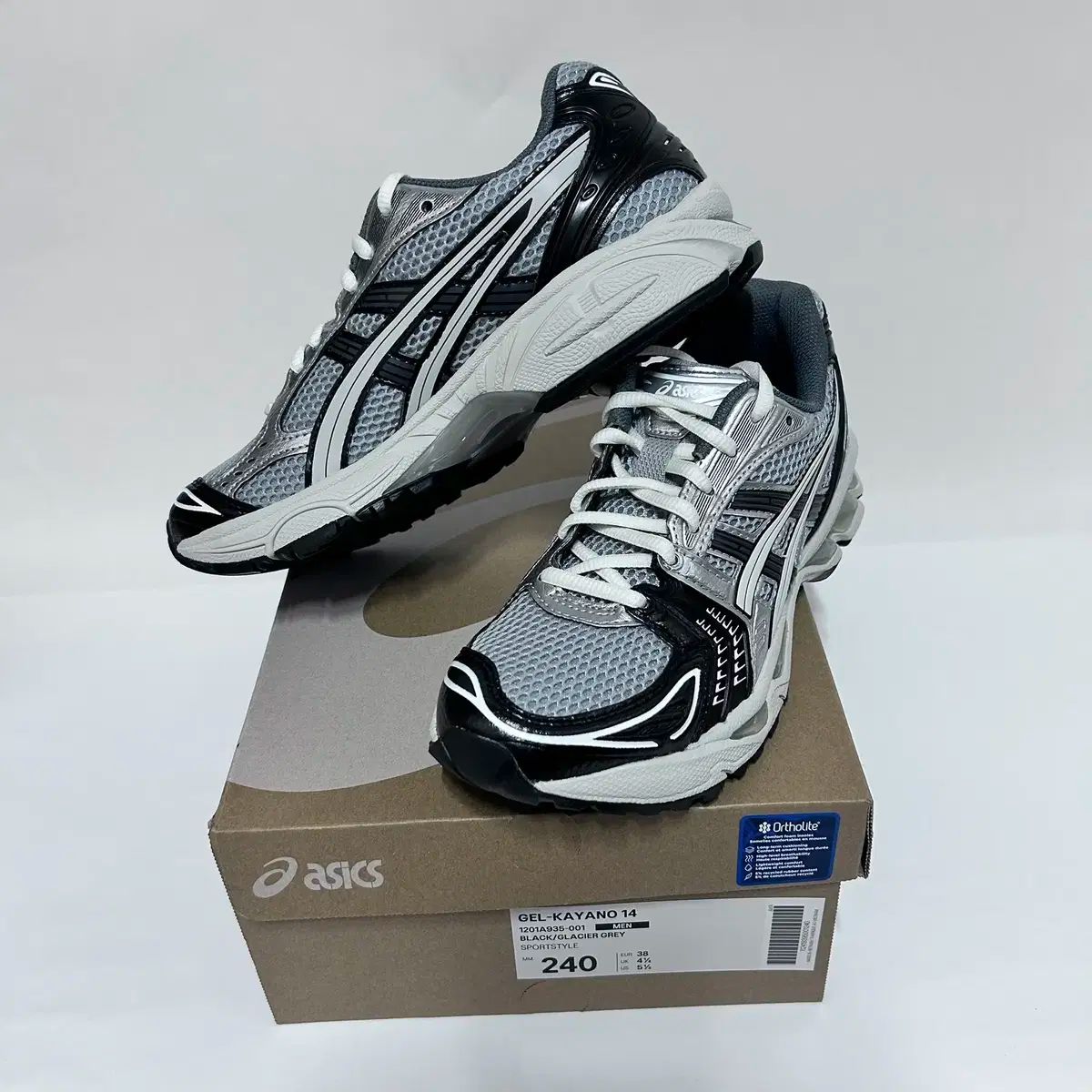 （ 240 ） Asics(アシックス) ゲル ゲル カヤノ 14 黒 グレイシア グレー