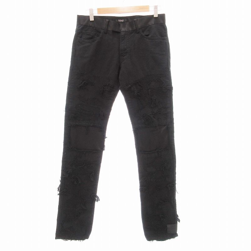 アンダーカバーイズム UNDERCOVERISM 美品 09AW 78デニム クラッシュ デニムパンツ ジーンズ ダメージ加工 D4524 黒 ブラック 3 L位 /JS