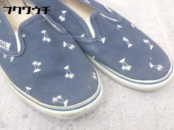 ◇ VANS バンズ 総柄 スリッポン シューズ サイズ24ｃｍ ネイビー レディース 【1002801128319】