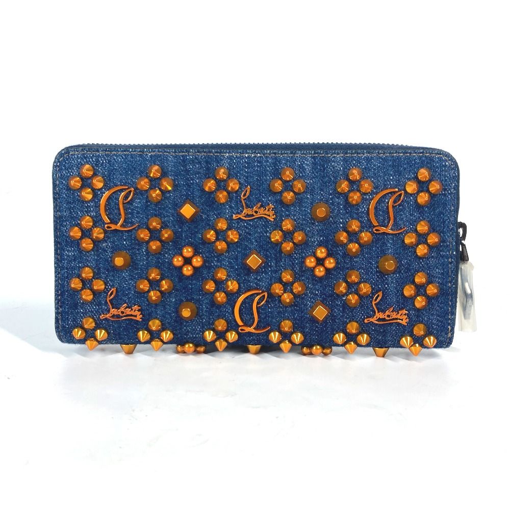 クリスチャンルブタン 長財布 ロゴ スパイクスタッズ 1225272 デニム Christian Louboutin クリスチャンルブタン 長財布 ロゴ
