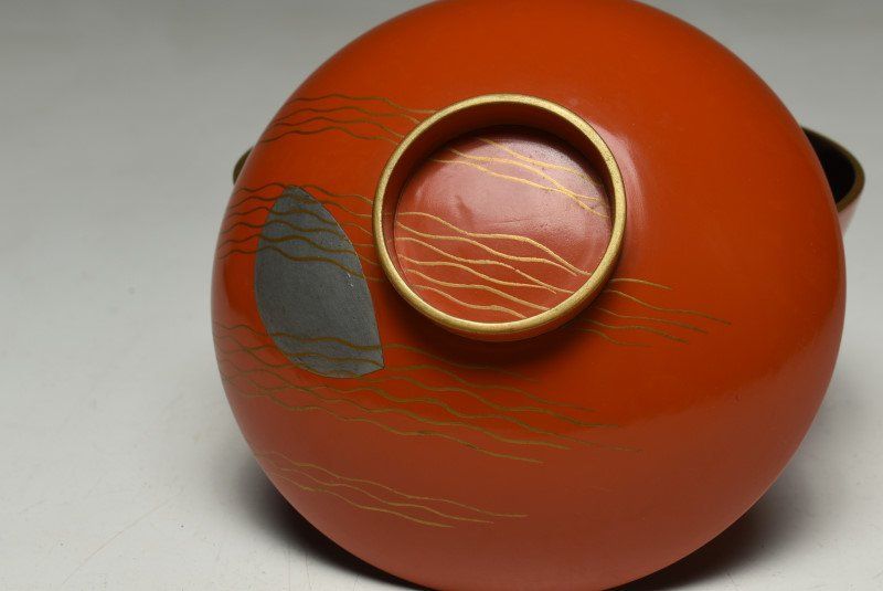 蔵A2005c】浅野友七(橘屋友七) 朱塗月文蒔絵 吸物椀 汁椀 十客