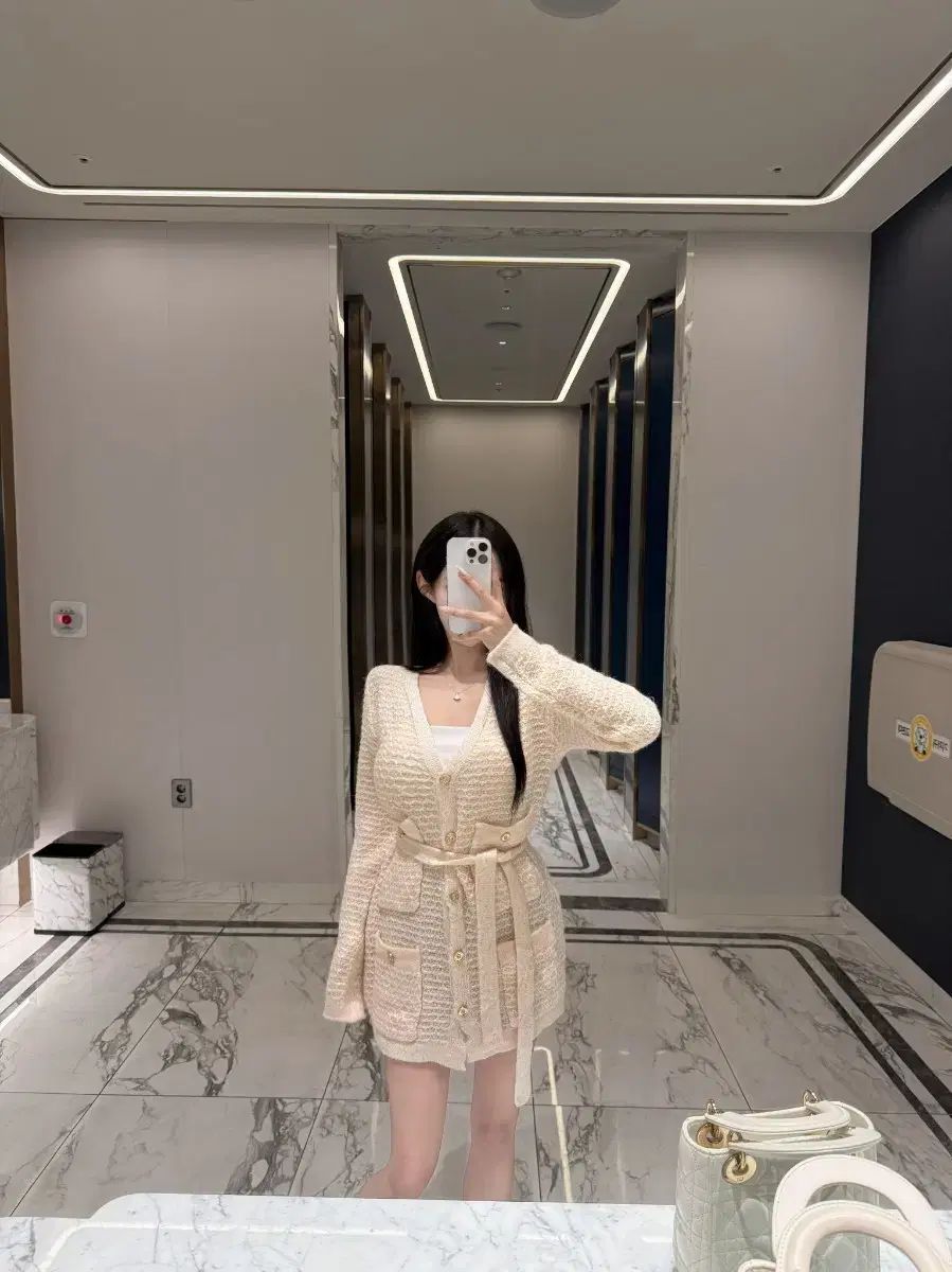 パール ウエスト紐 ベルト ニット カーディガン ワンピース