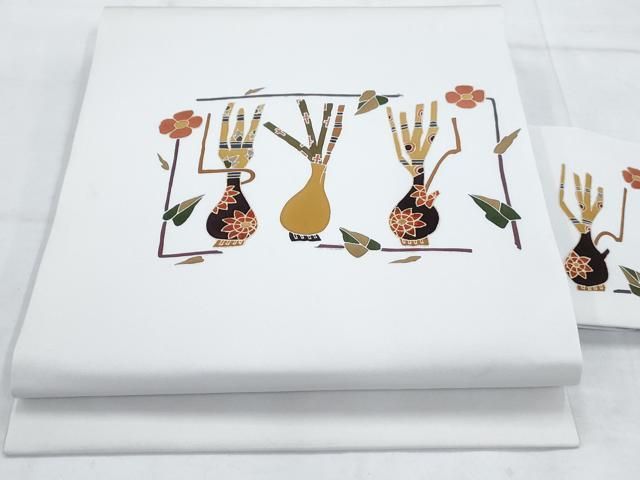 平和屋着物◎塩瀬 九寸名古屋帯 飾花文 金彩 正絹 逸品
