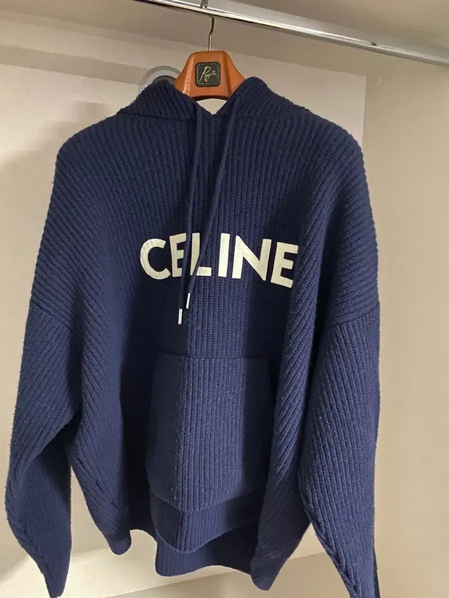 XS 105 CELINE セリーヌ ニット セーター フード付きTシャツ ネイビー