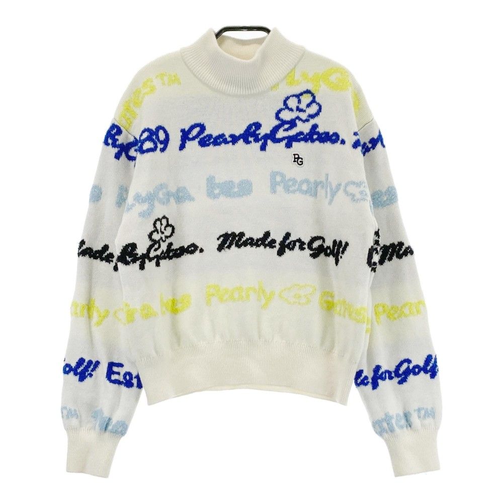サイズ：1 PEARLY GATES パーリーゲイツ 2025年モデル ウール混 ハイネック 長袖ニットセーター 総柄 ホワイト系 [240101405928] ゴルフウェア レディース ストスト