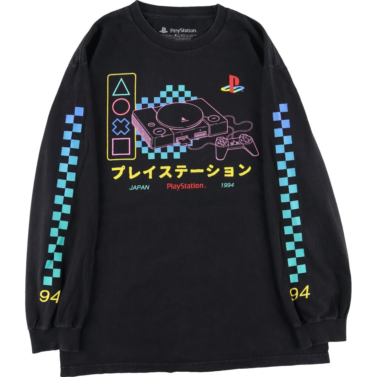 古着 Play Station プレイステーション 袖プリント ロングTシャツ ロン